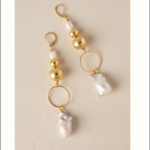 Free People Jewelry - Free People Jana Hoop Pearl Earrings NWOT